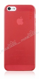 PIPILU iPhone SE / 5 / 5S Krmz Silikon Klf