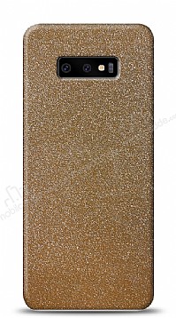 Dafoni Samsung Galaxy S10e Gold Parlak Simli Telefon Kaplama