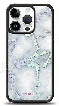 Dafoni Hologram iPhone 15 Pro Beyaz Mermer Desenli Klf
