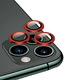 Apple iPhone 12 Pro 6.1 in Metal Kenarl Cam Krmz Kamera Lensi Koruyucu