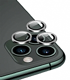 Apple iPhone 12 Pro Max 6.7 in Metal Kenarl Cam Silver Kamera Lensi Koruyucu