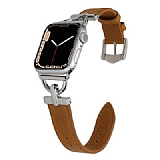 Apple Watch Kahverengi Metal Deri Kordon (40 mm)