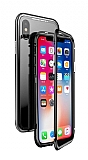 Dafoni Glass Guard iPhone XS Max Metal Kenarl Cam Siyah Klf