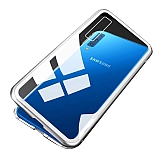 Dafoni Glass Guard Samsung Galaxy A9 2018 Silver Metal Kenarl Cam Klf