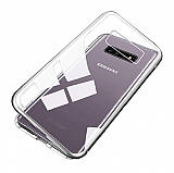 Dafoni Glass Guard Samsung Galaxy S10 Plus Metal Kenarl Cam Silver Klf