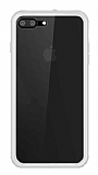 Dafoni Glass Shield iPhone 7 Plus / 8 Plus Beyaz Silikon Kenarl Cam Klf