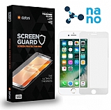 Dafoni iPhone 7 / 8 Full Mat Nano Premium Beyaz Ekran Koruyucu