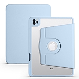 Eiroo Apple iPad Pro 11 (2021) Kalem Blmeli Dner Standl Mavi Klf