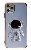 Eiroo Astronot iPhone 11 Pro Standl Mavi Silikon Klf