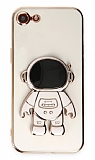 Eiroo Astronot iPhone 7 / 8 Standl Beyaz Silikon Klf