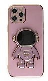Eiroo Astronot iPhone 13 Pro Standl Mor Silikon Klf