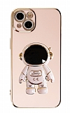 Eiroo Astronot iPhone 14 Plus Standl Pembe Silikon Klf
