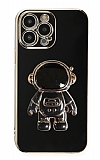 Eiroo Astronot iPhone 14 Pro Max Standl Siyah Silikon Klf
