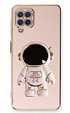Eiroo Astronot Samsung Galaxy M22 Standl Pembe Silikon Klf