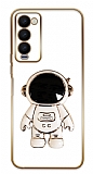 Eiroo Astronot Tecno Camon 18 Premier Standl Beyaz Silikon Klf