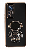 Eiroo Astronot Xiaomi 12T Pro Standl Siyah Silikon Klf