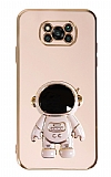 Eiroo Astronot Xiaomi Poco X3 Standl Pembe Silikon Klf