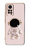 Eiroo Astronot Xiaomi Redmi Note 11 Pro Standl Pembe Silikon Klf