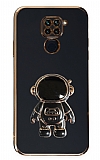 Eiroo Astronot Xiaomi Redmi Note 9 Standl Siyah Silikon Klf