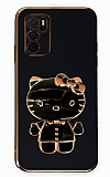 Eiroo Aynal Kitty Oppo A16 Standl Siyah Silikon Klf