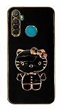 Eiroo Aynal Kitty Realme 6i Standl Siyah Silikon Klf