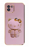 Eiroo Aynal Kitty Samsung Galaxy A03 Standl Mor Silikon Klf
