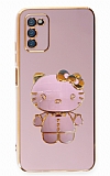 Eiroo Aynal Kitty Samsung Galaxy A03s Standl Mor Silikon Klf