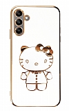 Eiroo Aynal Kitty Samsung Galaxy A04s Standl Beyaz Silikon Klf