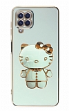 Eiroo Aynal Kitty Samsung Galaxy A12 Standl Yeil Silikon Klf