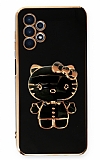 Eiroo Aynal Kitty Samsung Galaxy A33 5G Standl Siyah Silikon Klf