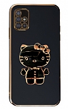 Eiroo Aynal Kitty Samsung Galaxy A51 Standl Siyah Silikon Klf