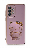 Eiroo Aynal Kitty Samsung Galaxy A73 Standl Mor Silikon Klf