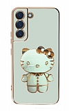 Eiroo Aynal Kitty Samsung Galaxy S22 5G Standl Yeil Silikon Klf