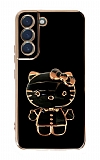 Eiroo Aynal Kitty Samsung Galaxy S22 5G Standl Siyah Silikon Klf