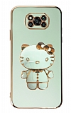 Eiroo Aynal Kitty Xiaomi Poco X3 Standl Yeil Silikon Klf