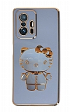 Eiroo Aynal Kitty Xiaomi 11T Standl Mavi Silikon Klf