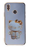 Eiroo Aynal Kitty Xiaomi Redmi Note 7 Standl Mavi Silikon Klf