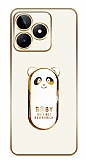 Eiroo Baby Panda Realme C53 Standl Kamera Korumal Beyaz Silikon Klf