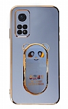 Eiroo Baby Panda Xiaomi Mi 10T Pro Standl Mavi Silikon Klf