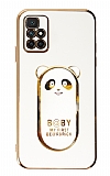 Eiroo Baby Panda Xiaomi Redmi 10 Standl Beyaz Silikon Klf