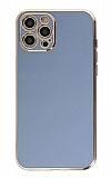 Eiroo Borderline iPhone 12 Pro Max Kamera Korumal Mavi Silikon Klf