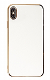 Eiroo Borderline iPhone X / XS Kamera Korumal Beyaz Silikon Klf