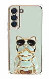 Eiroo Bulldog Samsung Galaxy S21 Plus Standl Yeil Silikon Klf