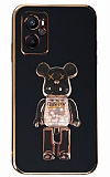 Eiroo Candy Bear Oppo A36 Standl Siyah Silikon Klf