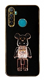 Eiroo Candy Bear Realme 6i Standl Siyah Silikon Klf