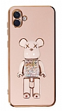 Eiroo Candy Bear Samsung Galaxy A04e Standl Pembe Silikon Klf