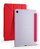 Eiroo Fold Samsung Galaxy Tab S6 Lite Kalemlikli Standl Krmz Klf