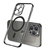Eiroo Gbox iPhone 13 Pro Macsafe zellikli Kamera Korumal Siyah Silikon Klf