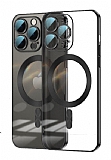 Eiroo Gbox iPhone 14 Pro Macsafe zellikli Kamera Korumal Siyah Silikon Klf