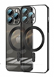 Eiroo Gbox iPhone 15 Pro Magsafe zellikli Kamera Korumal Siyah Silikon Klf